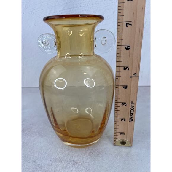 Gorgeous Designs Amber Optic Glass Vase with clear Handles/ 7.25 inches Tall - Picture 5 of 6